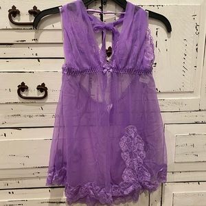 Purple lingerie, babydoll style.